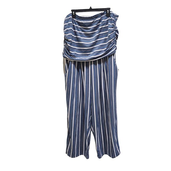J for Justify Jumpsuit Women's Size 3X Striped Tube Top Wide Leg - Picture 12 of 12